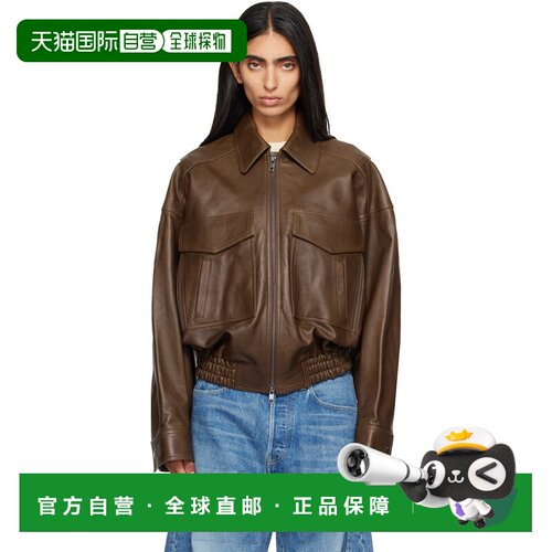 1h可退 香港直邮Staud 女士 STAUD 棕色 Eugene 皮革夹克 R25F811