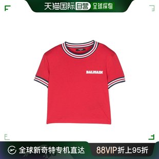 logo印花条纹边饰T恤 香港直邮Balmain BU8B01Z0082