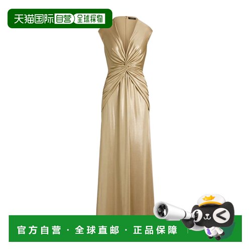 Ralph Lauren 扭结前襟短袖长款礼服 253P13998