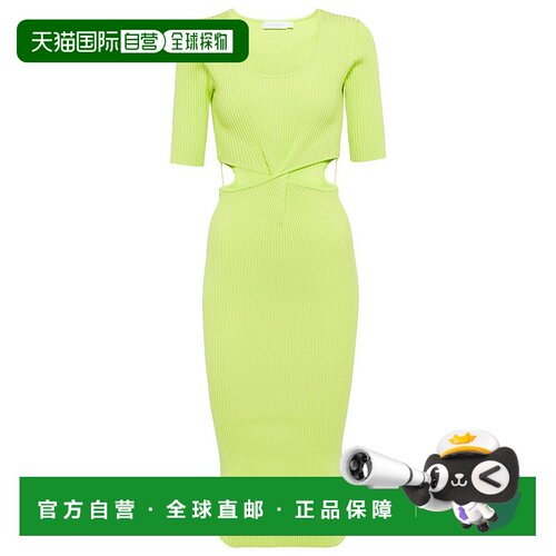 1h可退 香港直邮Simkhai 女士 Collette 罗纹针织剪口中长连衣裙