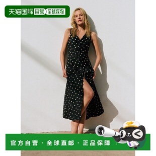 自营欧洲直邮Sezane FITIA女士印花波点棉麻长款吊带无袖连衣裙