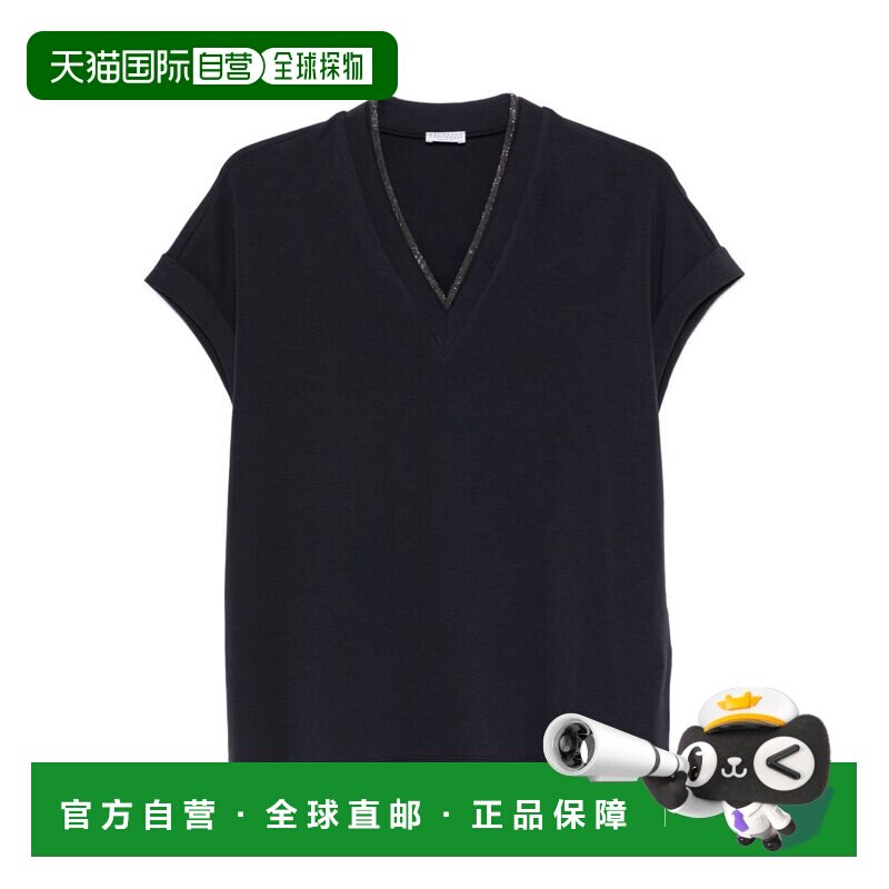香港直邮Brunello Cucinelli 布内罗 古奇拉利 女士 棉质V领T恤 M