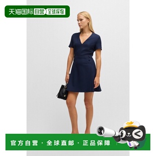 BOSS雨果BOSS 领 BLACK 同色 非常合身连衣裙 自营欧洲直邮HUGO