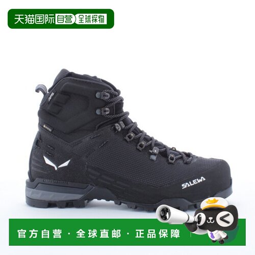 自营欧洲直邮SALEWA ORTLES男士黑色皮革中帮徒步鞋登山鞋户外