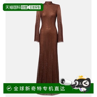 香港直邮Self 女士 1h可退 Portrait brown棕色 精饰长款 连衣裙