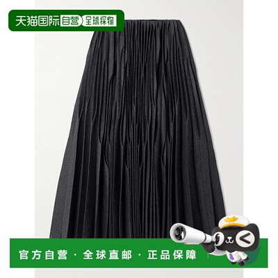 Alaia 女士 褶裥羊毛中长半身裙 AA9J2288X078B840ANTHRA百褶裙