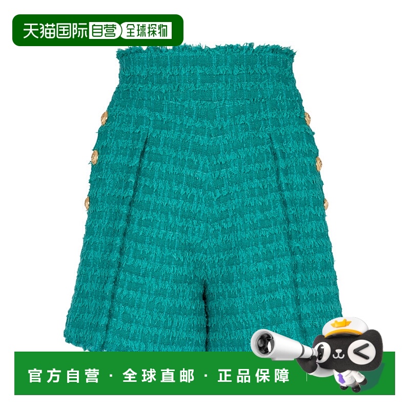 香港直邮Balmain 斜纹软呢喇叭式短裤 AF1PA089XE36