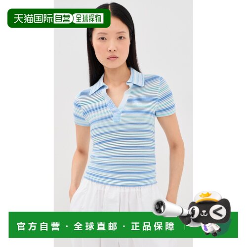 香港直邮Simkhai 女士 Paxton 针织POLO衫 条纹 时尚通勤舒适女装
