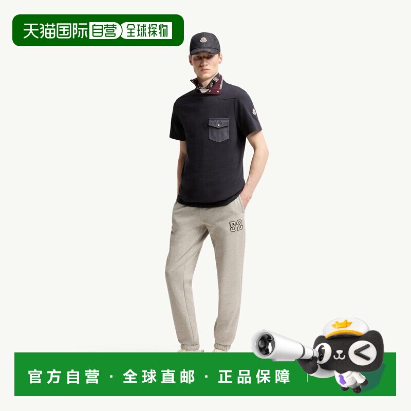 自营欧洲直邮MONCLER盟可睐 男士海军蓝棉质牛仔口袋上衣短袖T恤