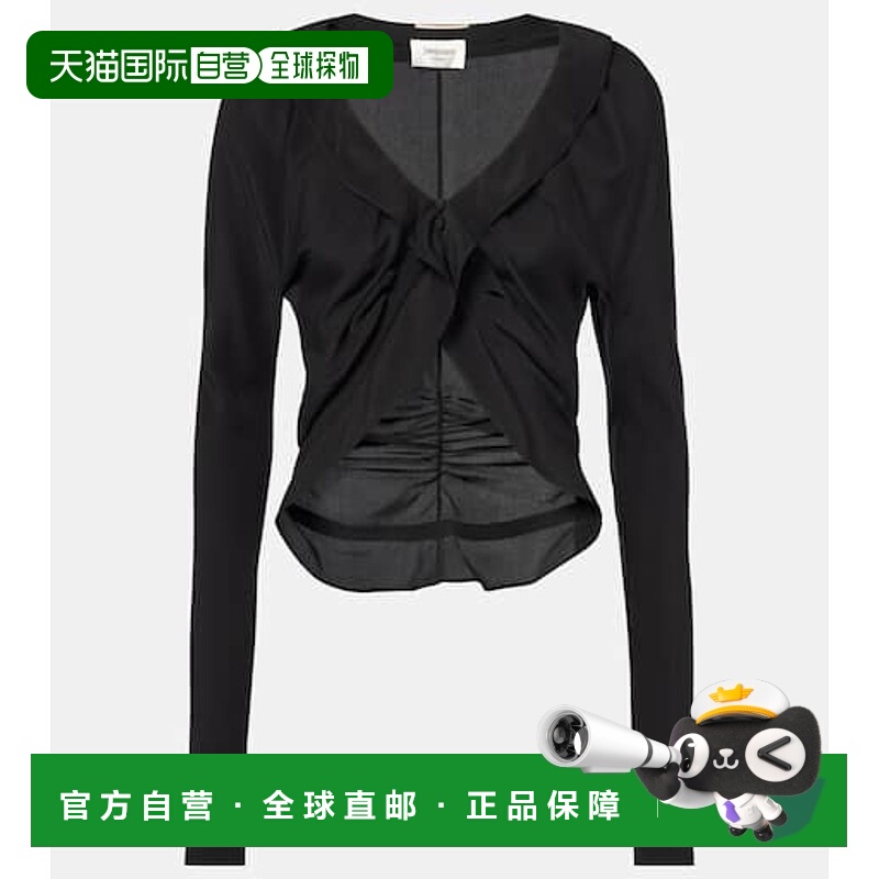 香港直邮Saint Laurent 圣罗兰 女士 荷叶边真丝衫上衣