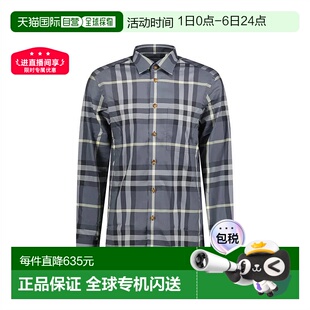 欧洲直邮自营Burberry博柏利男女同款 衬 棉混纺格纹满印单排扣长袖