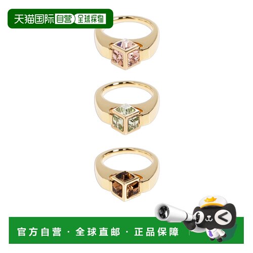 香港直邮JIMMY CHOO 女士戒指 JCCUBETRIPLERINGYWEGOLDMULTI