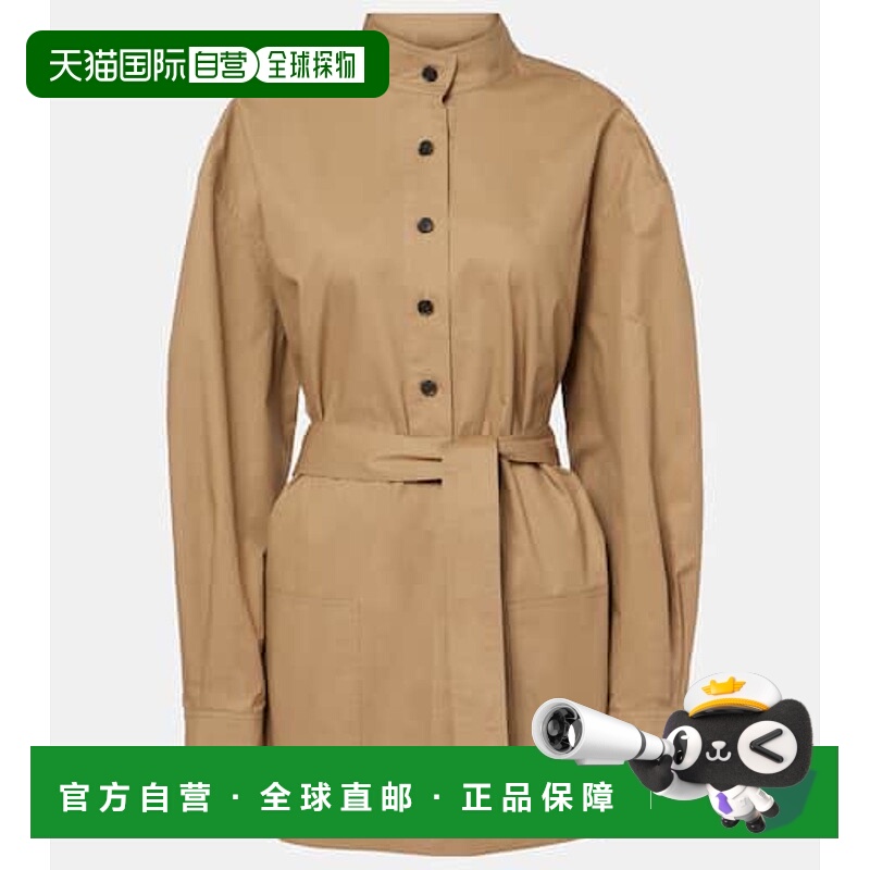 1h可退 香港直邮Saint Laurent 圣罗兰 女士 serge 束带棉质长衫