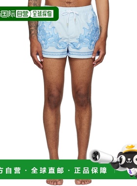 香港直邮Versace 范思哲 男士 蓝色 Barocco Medusa Print 泳裤 1