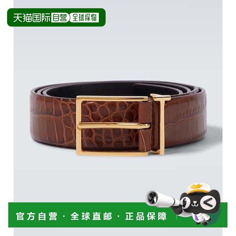 1h可退 香港直邮Tom Ford 汤姆 福特 男士 T 圆环鳄鱼纹皮带腰带