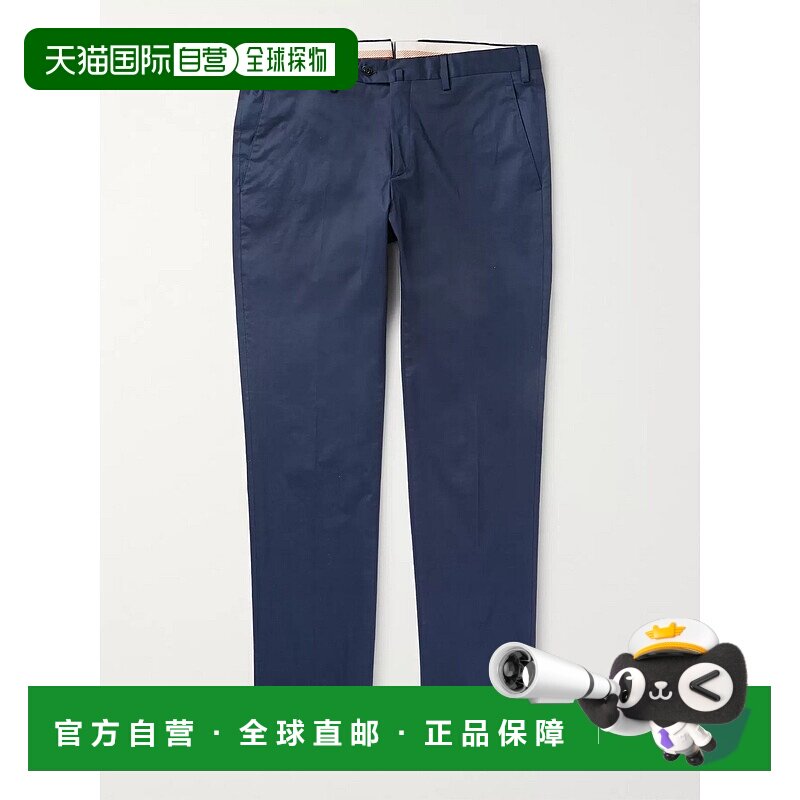 香港直邮Loro Piana 诺悠翩雅 男士 海军蓝修身弹力棉质斜纹布裤