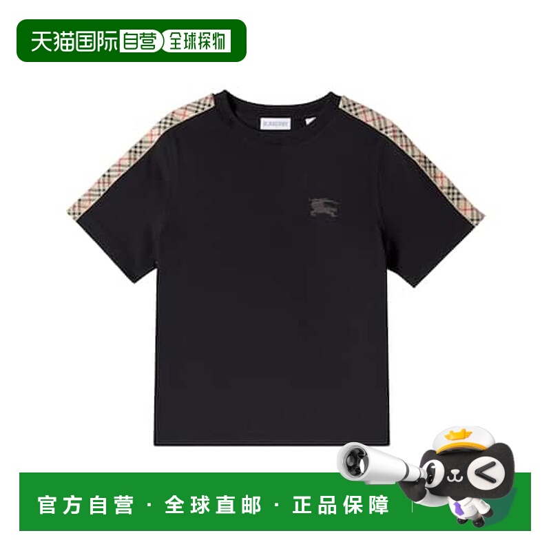 1h可退 香港直邮Burberry 巴宝莉 男童 EKD 格纹棉质针织T恤童装