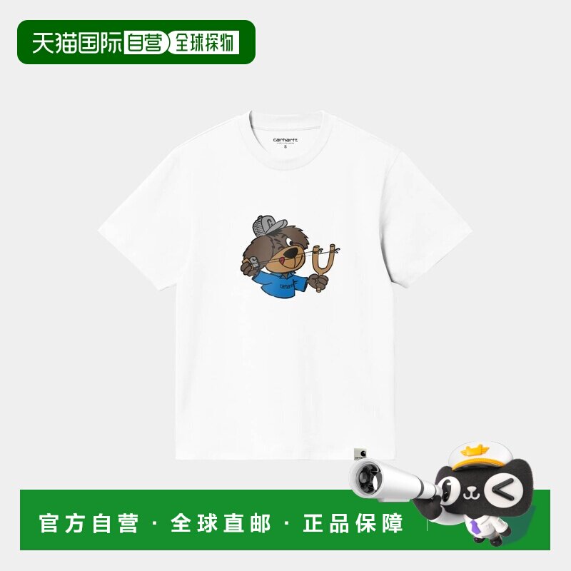 自营欧洲直邮Carhartt WIP Slingshot Ringer女士白色棉质印花短T图片