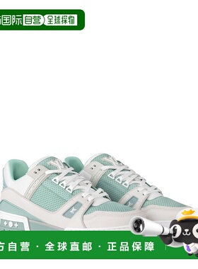 自营欧洲直邮LV路易威登 男士绿色皮革老花图案运动鞋