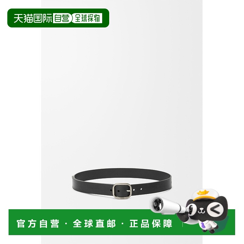 自营1h可退 欧洲直邮Loewe罗意威 女士黑色小牛皮圆形插扣腰带3.5