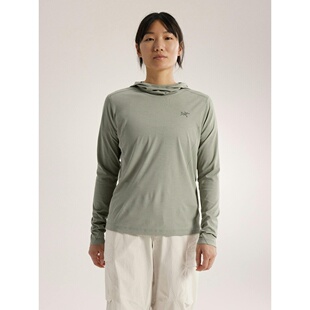 自营欧洲直邮Arcteryx始祖鸟 Sunna女士浅橄榄绿聚酯纤维连帽衫