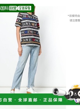 香港直邮Moschino logo条纹印花T恤 W4F1500M3997-0013短袖