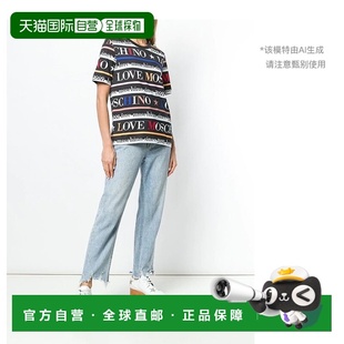 0013 W4F1500M3997 香港直邮Moschino logo条纹印花T恤