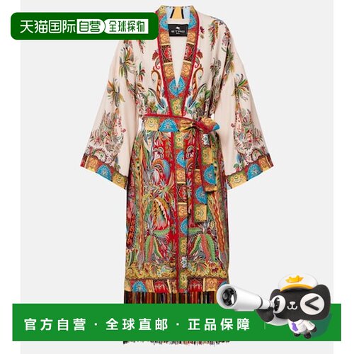 香港直邮Etro 艾特罗 女士 佩斯利真丝土耳其式长衫