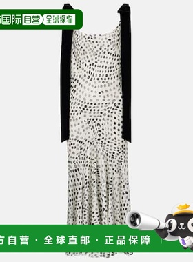 1h可退 香港直邮Nina Ricci 莲娜丽姿 女士 波尔卡圆点缎面中长连