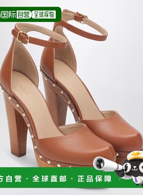 1h可退 香港直邮Chloe 蔻依 女士 棕色防水台铆钉浅口鞋 CH26S17N