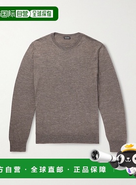 香港直邮Zegna 杰尼亚 男士 深紫色丝质羊绒亚麻混纺毛衣 UFF91A9