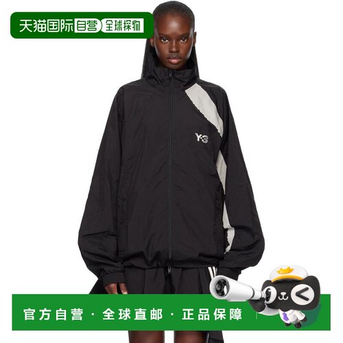 香港直邮Y-3 女士 黑色 Raw Edge 3 Stripes Nylon Shell 夹克 KF