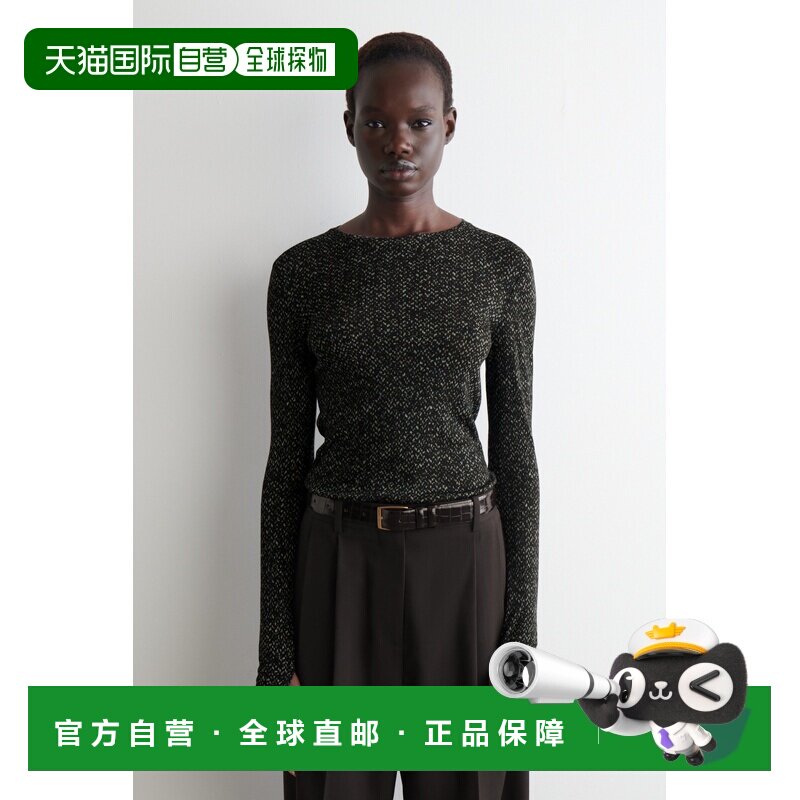 自营欧洲直邮COS 女士灰色羊毛修身长袖上衣针织女装针织衫图片