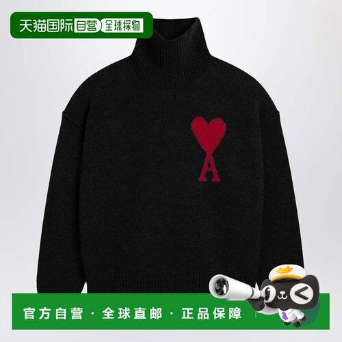 香港直邮Ami Paris 女士 Ami De Coeur sweater 混杂针织美利奴羊