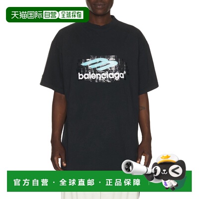 1h可退 香港直邮Balenciaga 巴黎世家 男士 标志印花圆领T恤 8503