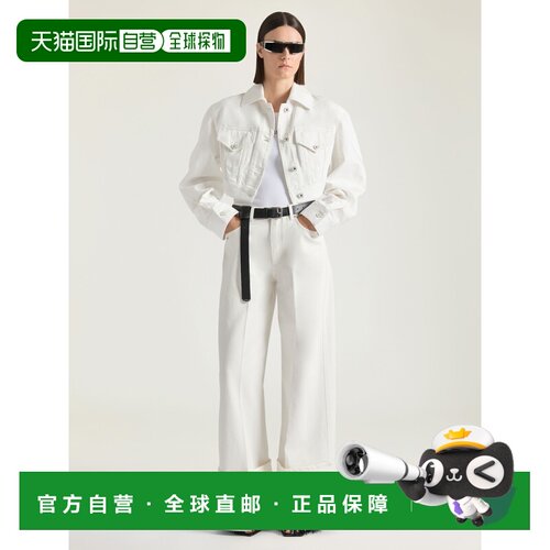 自营欧洲直邮Givenchy纪梵希 女士米白色棉质翻边牛仔裤
