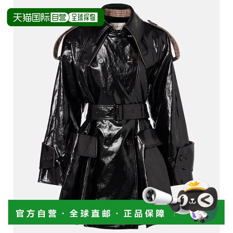 香港直邮Chloe 蔻依 女士 束带双排扣亚麻大衣 black黑色 舒适时