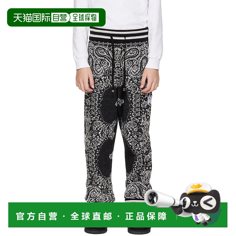 1h可退 香港直邮AMIRI 女童 黑色 Bandana 儿童运动裤童装 PS23KK