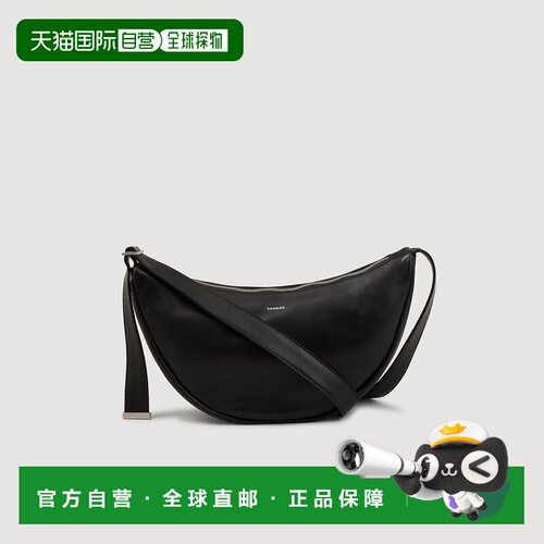 自营欧洲直邮Sandro桑德罗 男士黑色羊皮单肩包斜挎包