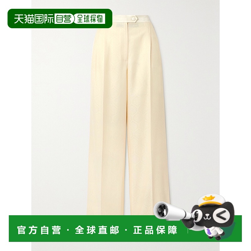 1h可退 香港直邮Etro 艾特罗 女士 褶裥棉质羊毛混纺提花阔腿裤 W