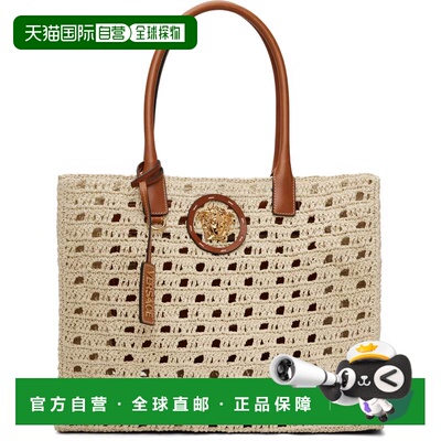 香港直邮versace 范思哲 女士 米色大号 La Medusa Raffia 托特包