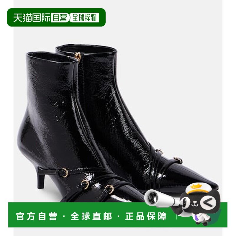 1h可退 香港直邮Miu Miu 缪缪 女士 漆皮短靴 black黑色 舒适时尚