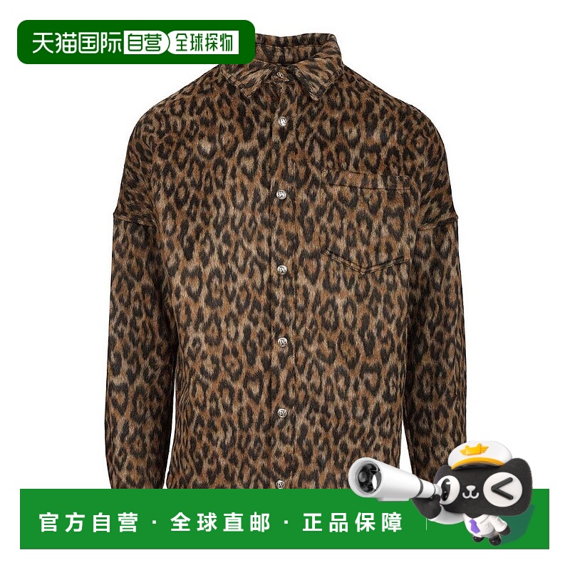 香港直邮Palm Angels 棕榈天使 男士 豹紋印花襯衫 PMES002F25FAB