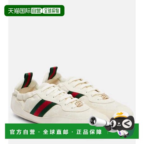 1h可退 香港直邮Gucci 古驰 女士 Shift 山羊皮边帆布运动鞋