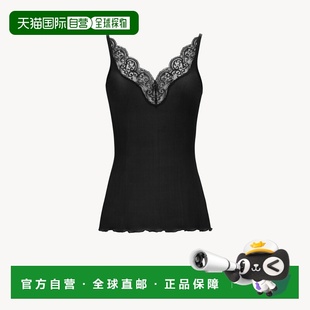 自营欧洲直邮YSL圣罗兰 上衣 女士黑色桑蚕丝荷叶边无袖