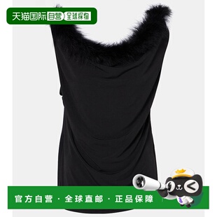 1h可退 香港直邮Coperni 女士 Boa 羽毛边针织上衣 black黑色 舒