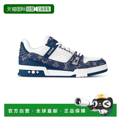 1h可退 欧洲直邮LV/路易威登男士粒面小牛皮牛仔布运动鞋春季新款