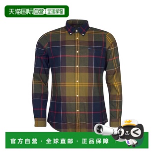自营欧洲直邮Barbour Glendale男士橄榄绿/海军蓝棉格纹长袖衬衫