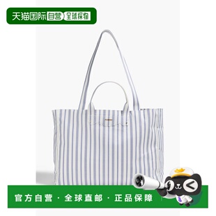 1h可退 香港直邮Sandro 女士 条纹帆布手提包 SFASA01456BLEUECRU