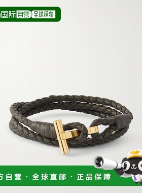 香港直邮Tom Ford 汤姆 福特 男士 编织皮革镀金手链手链 JM005IC